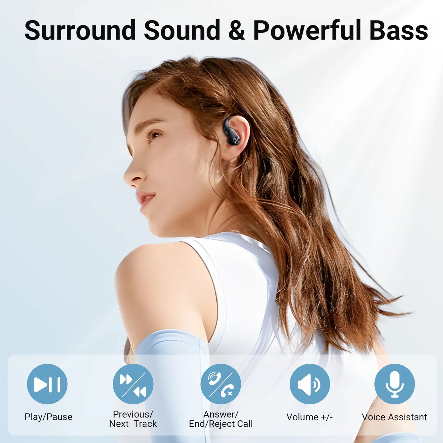 V6 Bluetooth Headphones Wireless Earbuds 88Hrs Playback Sport Ear Buds with Earhook Digital Display Charging Case IPX7 Waterproof Earbud Deep Bass Running Earphones for Ios Android Cellphone