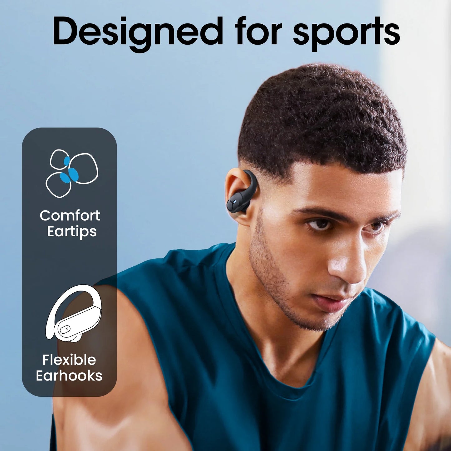 Wireless Earbud, 80Hrs Bluetooth 5.3 Headphones IP7 Waterproof for Sport, Running Wireless Earphones with ENC Noise Cancelling Mics, Deep Bass over Ear Bud with Earhooks for Android, Ios