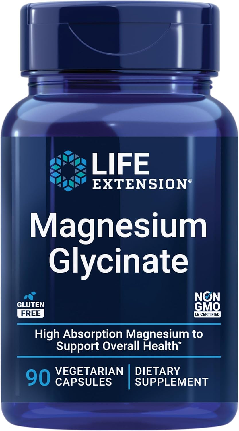 Magnesium Glycinate, Heart Health, Bone Health, Nerve and Muscle Support, Highly Absorbable, Gluten-Free, Non-Gmo, Vegetarian, 90 Capsules