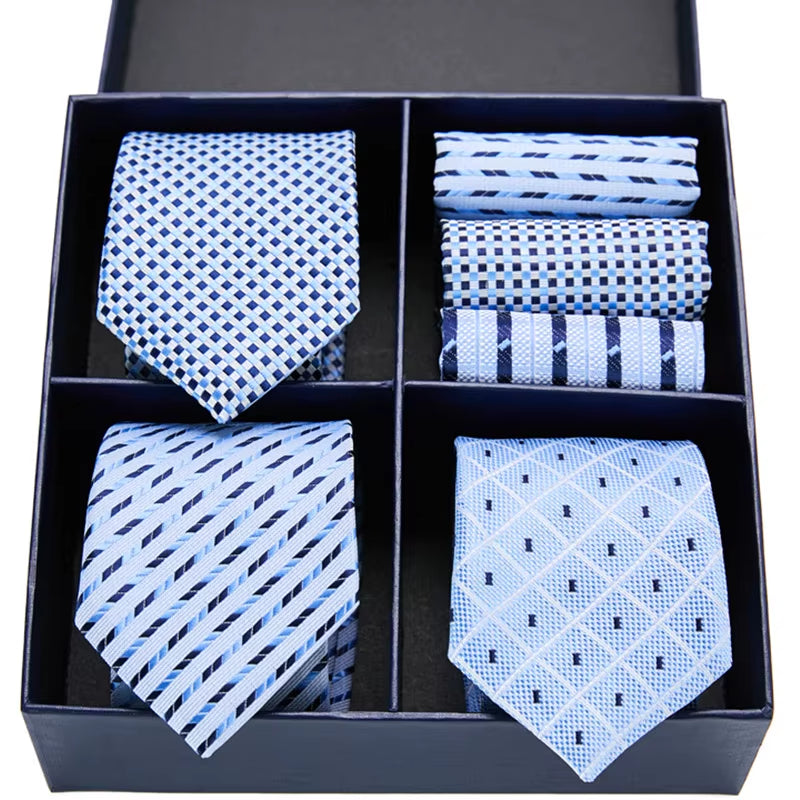 Gift Box Packing Silk Ties for Men Novelty Hanky Set 3 Styles Men'S Tie Formal Red Cravat for Wedding Business Necktie