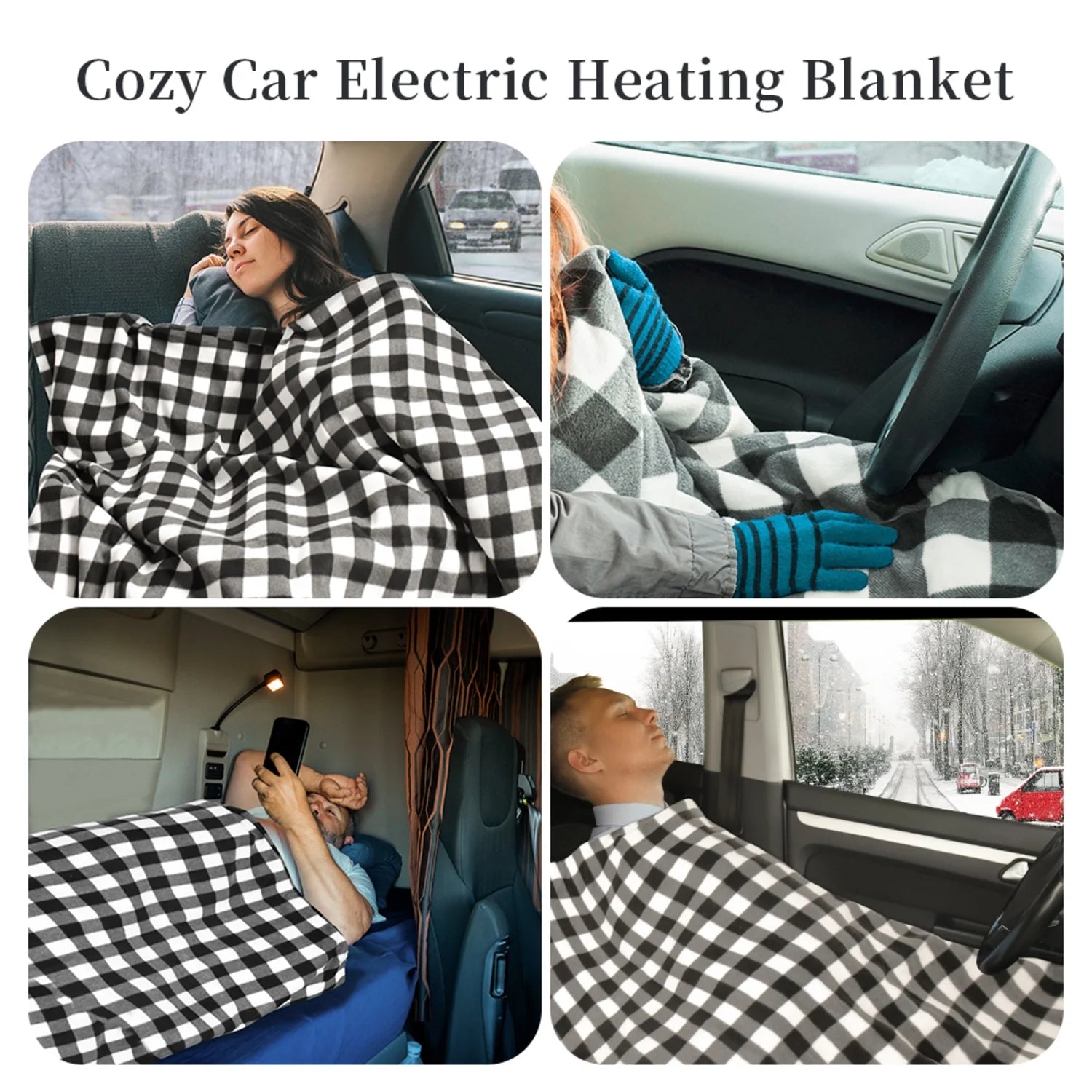 Heated Car Blanket 12 Volt Electric Car Blankets with Controller for Timer & Heat Level 59" X 43" Heating Blanket Throw for Car