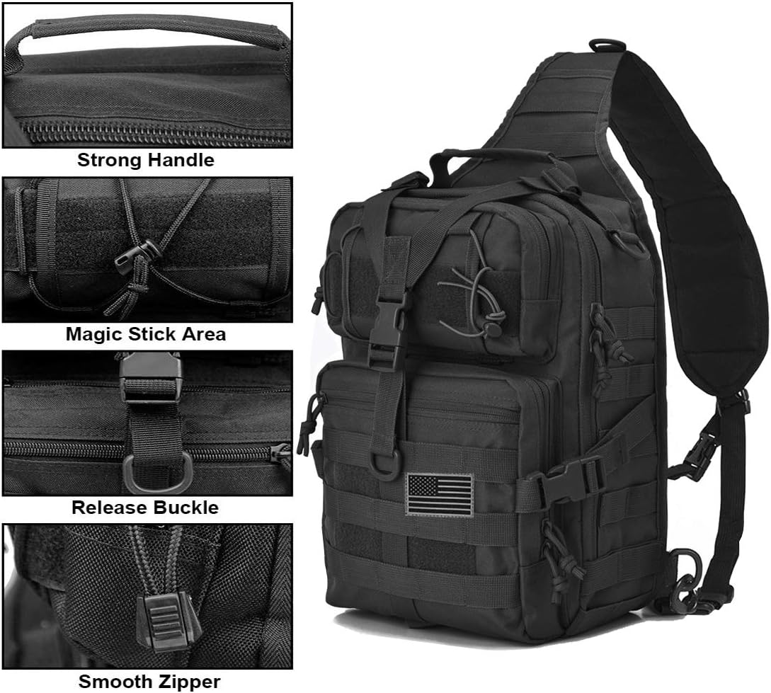 Tactical Sling Bag Pack Military Rover Shoulder Backpack EDC Assault Range Bag, Water-Resistant