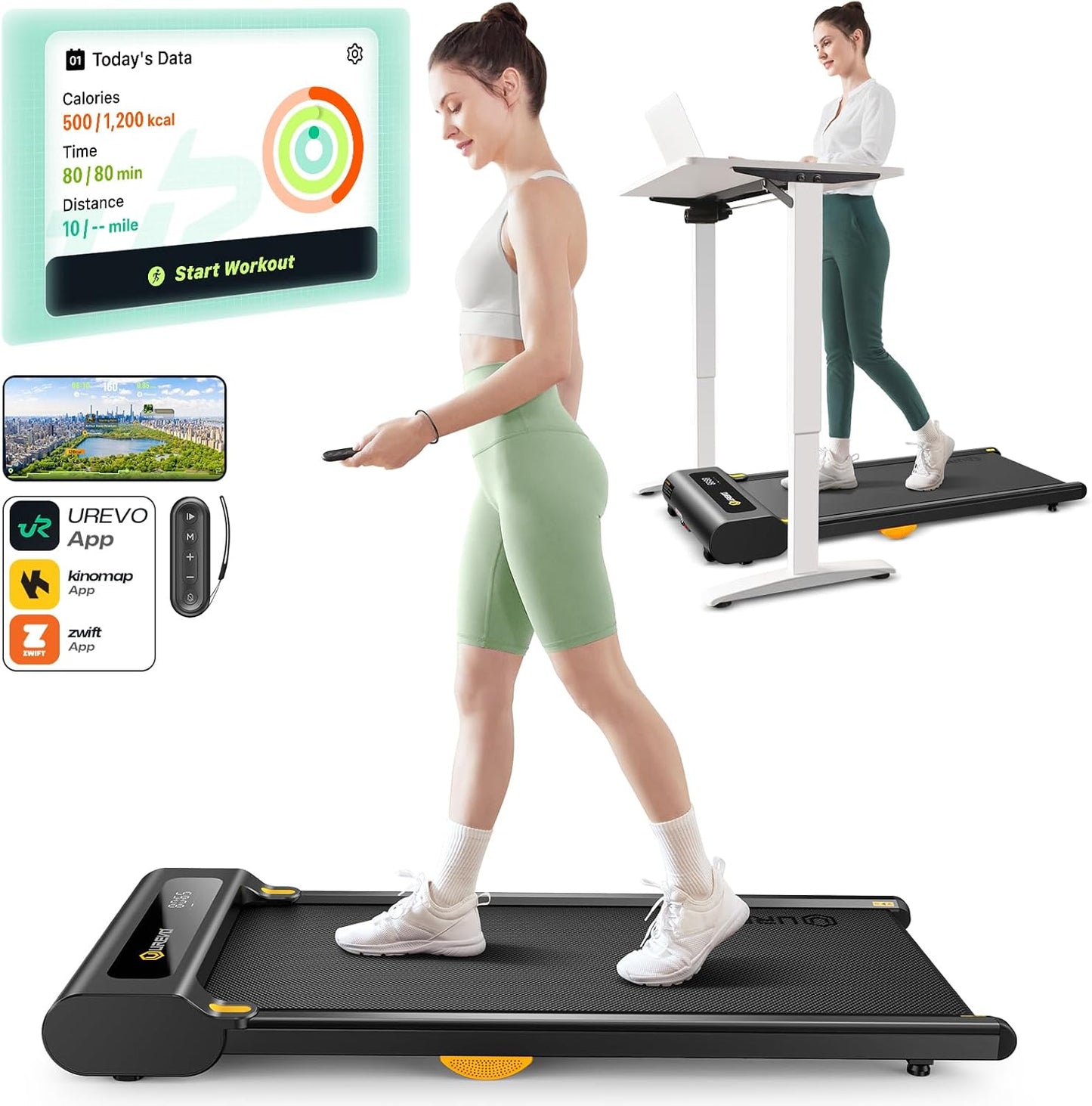 under Desk Treadmill, Walking Pad Treadmills for Home, Portable Walking Treadmill 2.25HP, Walking Jogging Machine with 265 Lbs Weight Capacity Remote Control LED Display