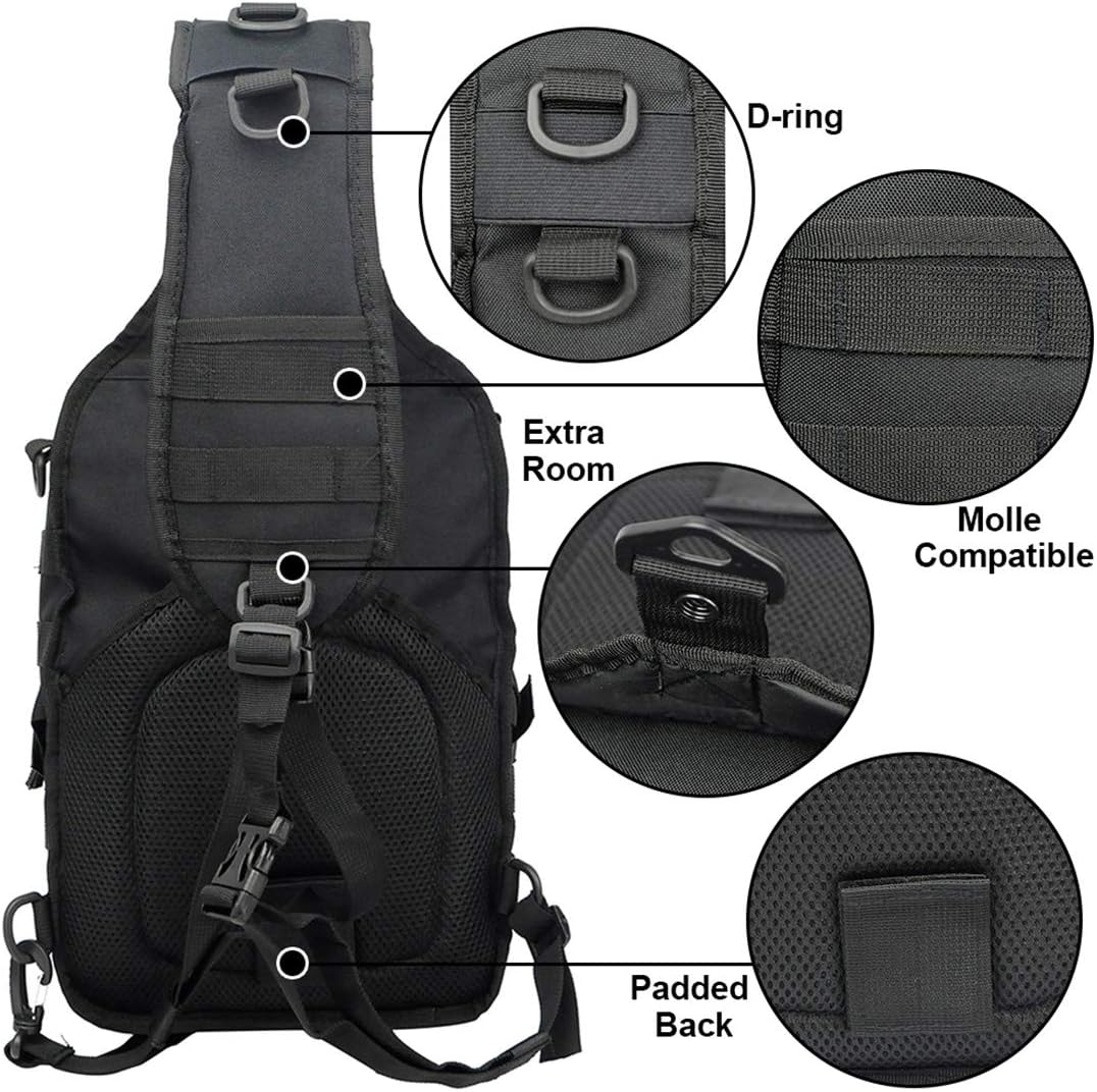 Tactical Sling Bag Pack Military Rover Shoulder Backpack EDC Assault Range Bag, Water-Resistant