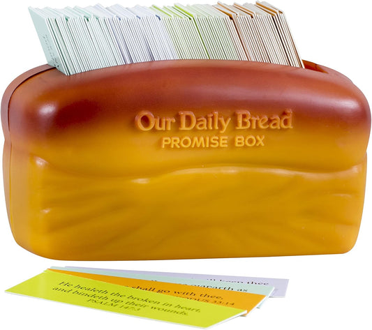 Our Our Daily Bread Promise Box with Scripture Cards, 4 1/4" X 2 1/4" X 2", Brown - T9651