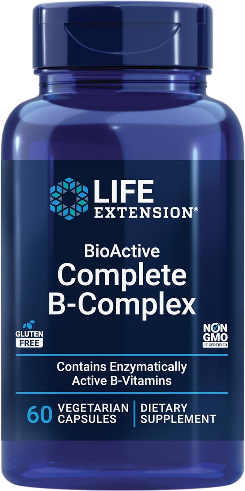 Bioactive Complete B-Complex, Heart, Brain and Nerve Support, Healthy Energy, Metabolism, Complete B Complex, 60 Vegetarian Capsules