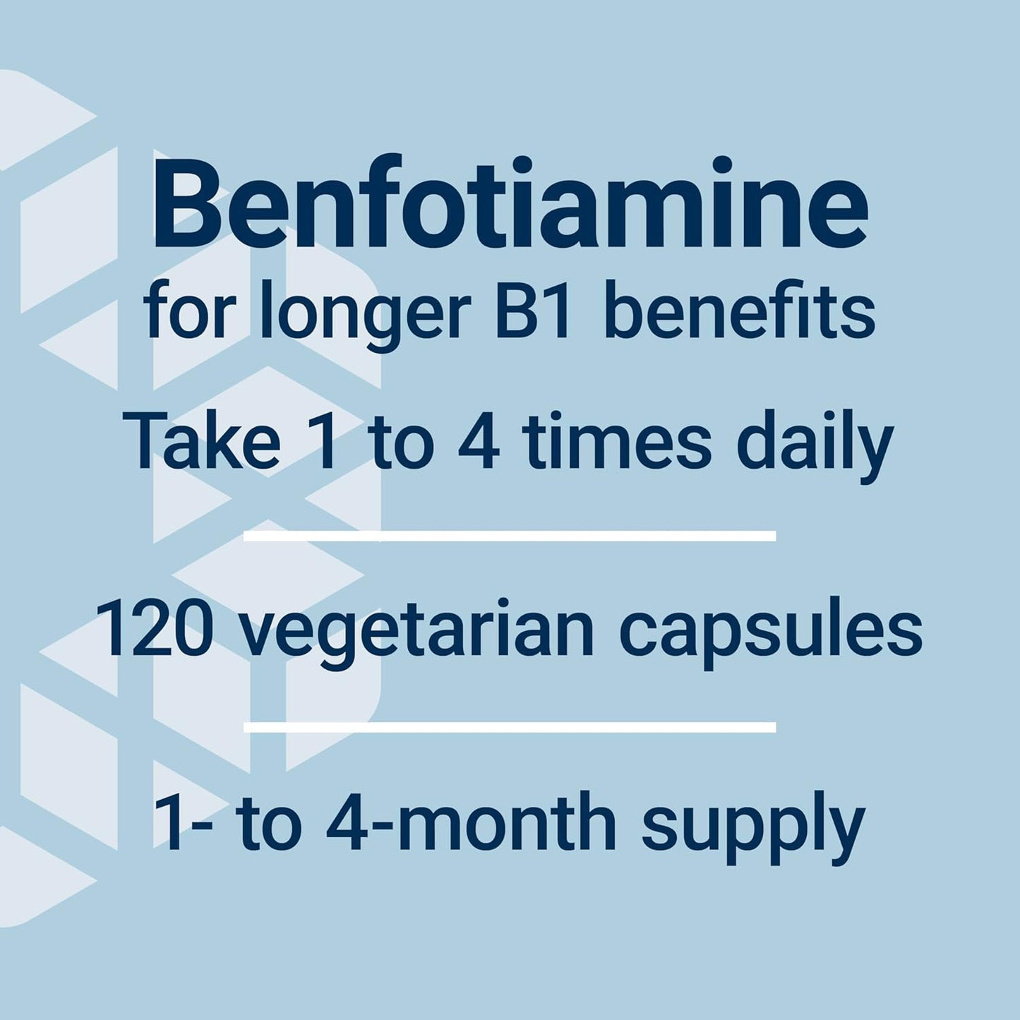 Mega Benfotiamine, 250 Mg, a Fat-Soluble Form of Thiamine, Healthy Metabolism, Ultra-Bioavailable Vitamin B1, High Potency, Gluten-Free, Non-Gmo, Vegetarian, 120 Capsules