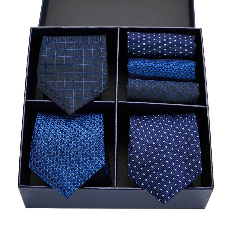 Gift Box Packing Silk Ties for Men Novelty Hanky Set 3 Styles Men'S Tie Formal Red Cravat for Wedding Business Necktie