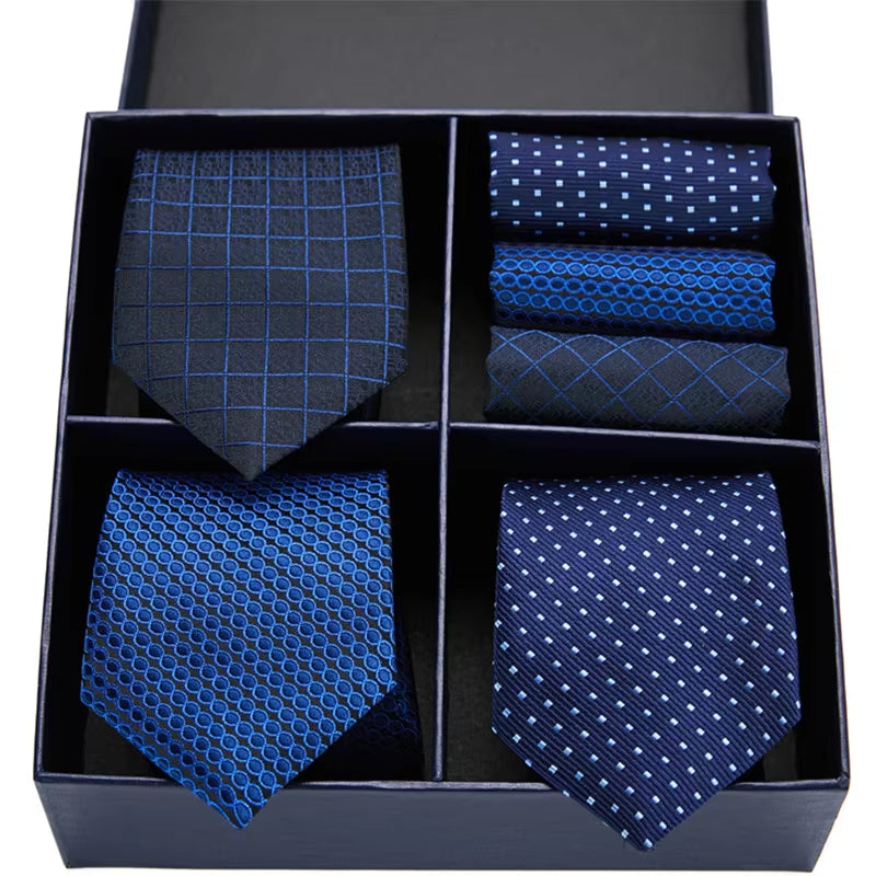 Gift Box Packing Silk Ties for Men Novelty Hanky Set 3 Styles Men'S Tie Formal Red Cravat for Wedding Business Necktie