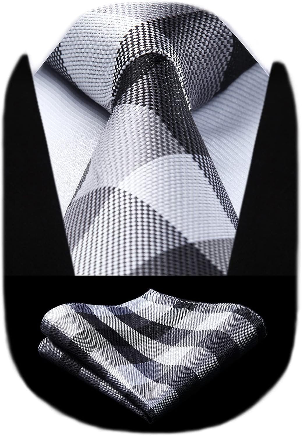 Ties for Men Formal Business Plaid Checked Mens Ties and Pocket Square Set Classic Wedding Necktie Handkerchief